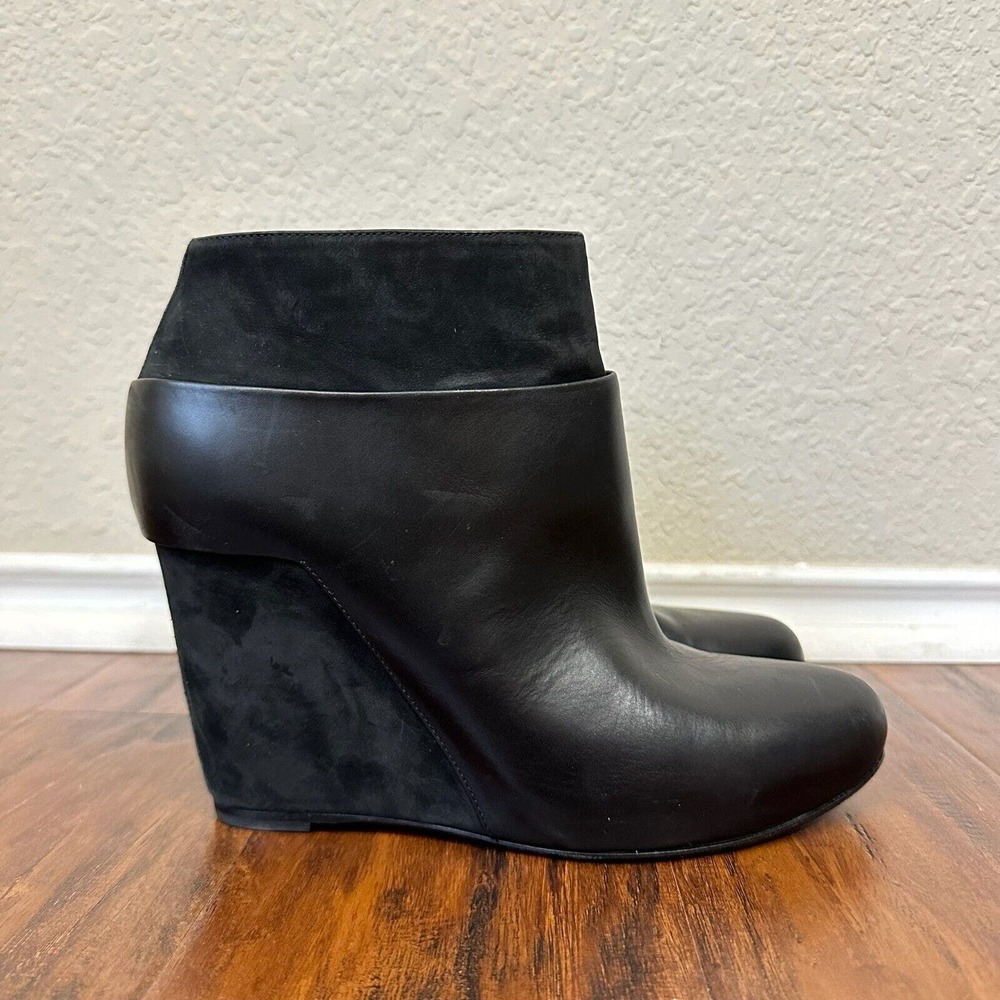 VINCE Garren Suede Leather Wedge Booties in Black